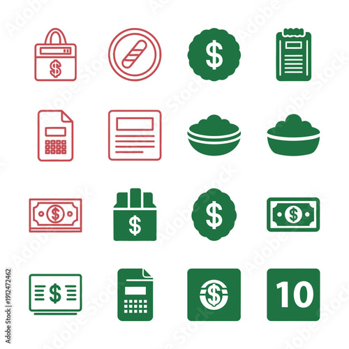 Red and green financial on white background finance money 3