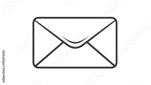 Simple black and white envelope icon representing mail, letter, and communication for graphic resources use.