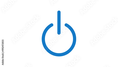 Blue Power Button Icon Symbol.