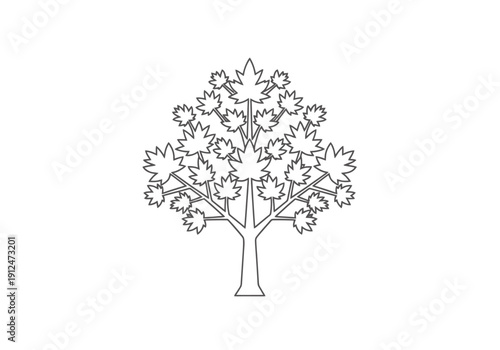 Abstract Stylized Tree Silhouette With Detailed Leaf Outlines For Nature Themed Design Projects