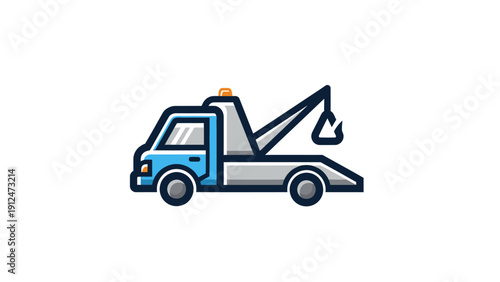 Blue Tow Truck Illustration Vehicle.