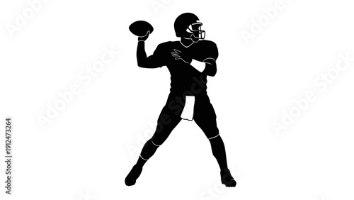 American Football Player Throwing Ball.