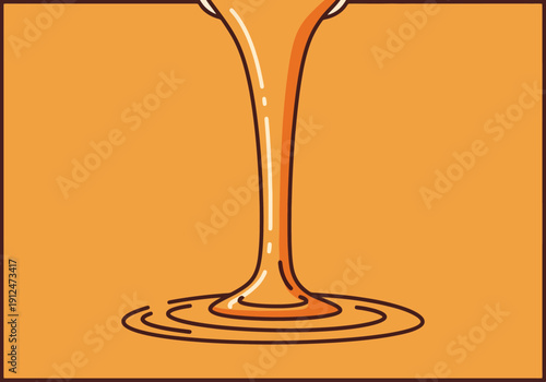 Thick Viscous Liquid Pouring Creating Ripples on Orange Background Minimalist Style Food Sweetener Syrup Substance Flowing Motion