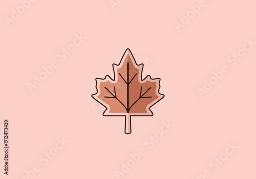 Elegant Simple Maple Leaf Shape Minimalist Design Element In Warm Sepia Tone Centered Against Soft Pastel Background Ideal For Autumn Themes And