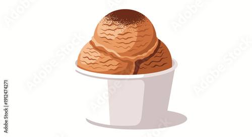 Delicious Chocolate Ice Cream Scoops in a White Cup.