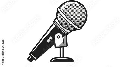 Microphone on a stand closeup.