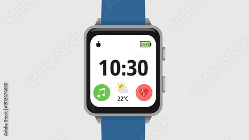 Smartwatch with blue strap.