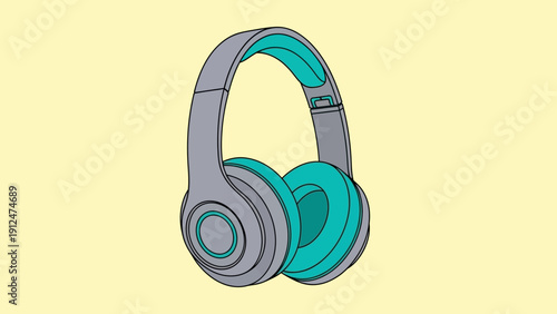 Colorful Headphones Illustration on Yellow.