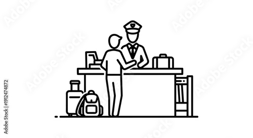 Man talking to a hotel receptionist.