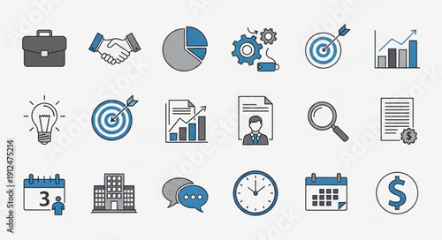 Business Icons Collection Representing Various Concepts.