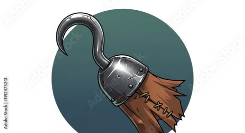 Pirate Hook Hand with Fur and Stitches.