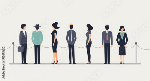 Diverse group of people standing in a line.