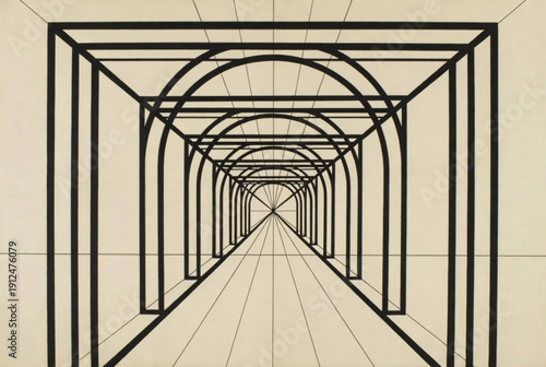 Minimalist geometric abstract composition with squares, circles and lines.