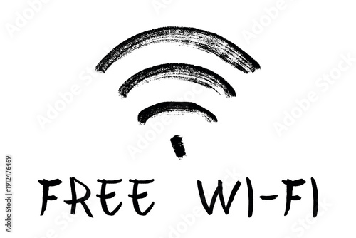 Hand drawn free wifi spot zone sign Public wi-fi area sign Wireless internet clipart in doodle style Single element for print, web, design, decor 3G, 4G, 5G, 6G, IoT