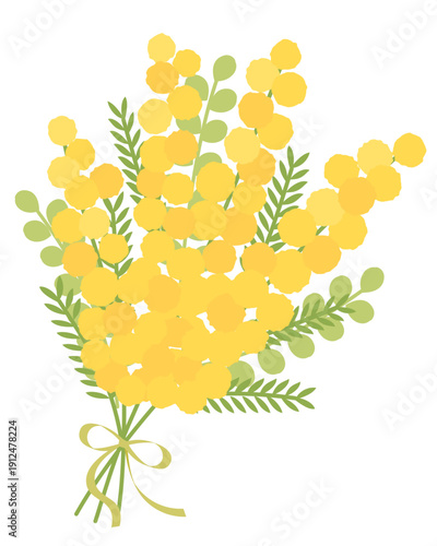 淡い黄色のミモザの花束