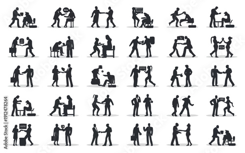 Diverse collection of cartoon characters in various dynamic poses and activities