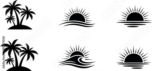 Summer vacation tropical getaway palm trees sun and ocean waves