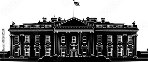 White house silhouette vector illustration