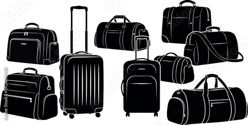 Summer travel essentials collection of luggage and baggage for warm weather adventures
