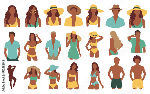 Vibrant collection of stylized cartoon figures in various poses and attire