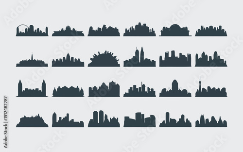 Silhouetted figures in various dynamic postures amidst abstract backgrounds