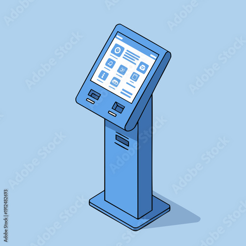 Isometric Detail Retail Kiosk Machine for Interactive Digital Display Purpose