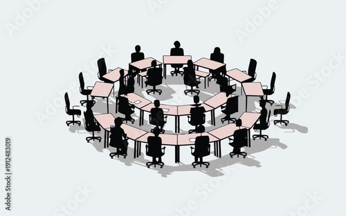 Collaborative team working together in a unified and interconnected manner