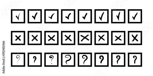 Check Mark Tick  Cross X Question Mark  Square Box Symbols Unicode Text Art Icons Collection Pack