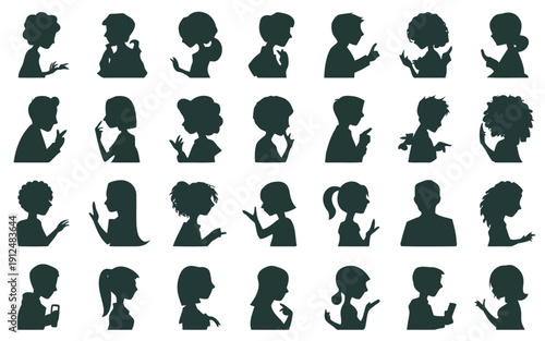 Diverse collection of cartoon-style icons depicting various human activities and emotions