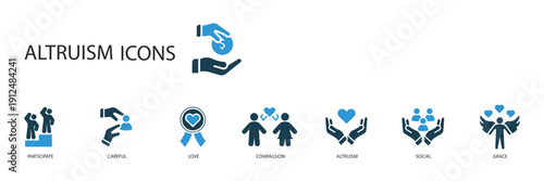 Εκτύπωση καμβά altruism icons set outline and Flat Style,transparent background
