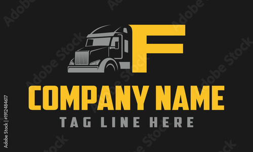 Letter F Truck logo vector 
