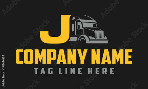 Letter J Truck logo vector 