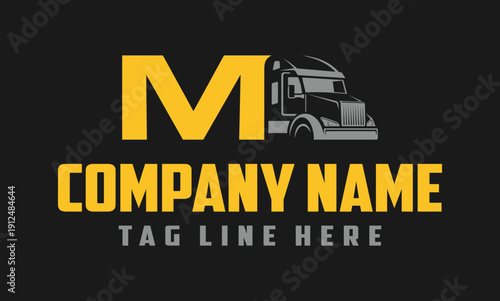 Letter M Truck logo vector 