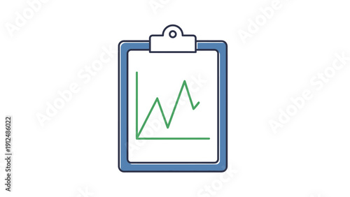Clipboard with line graph chart.