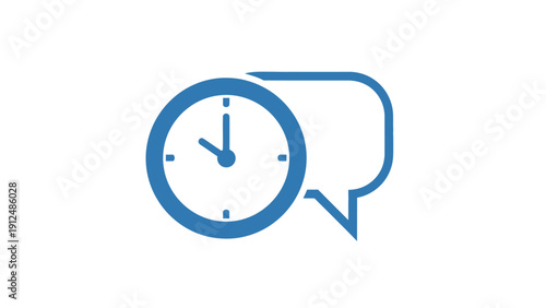 Clock and speech bubble icon.