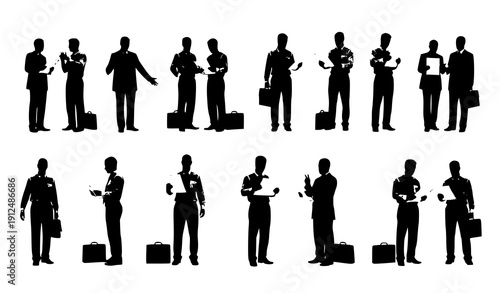 Business people discussion silhouette set vector