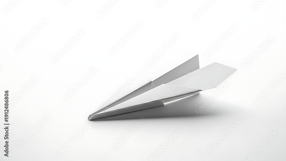 Naklejka premium Minimal White Paper Plane Floating in Studio Light.
