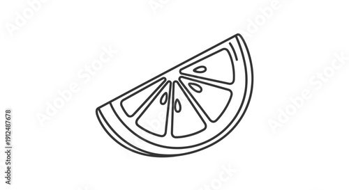 Simple Line Drawing of a Citrus Fruit Slice.