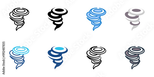 Hurricane icons set multiple style collection. Editable stroke 
