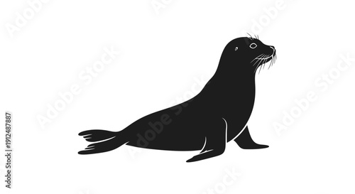Silhouette of a seal on a white background.