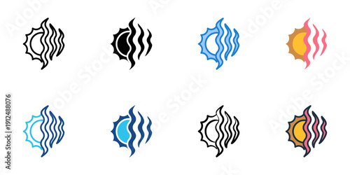 Heatwave icons set multiple style collection. Editable stroke 
