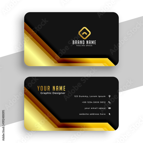 luxurious dark black business card template with golden touch