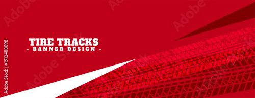 tire trace mark pattern red banner for sport car or bike