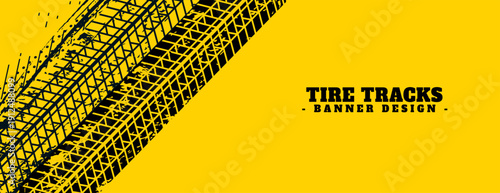 dirty tire track mark grungy texture yellow banner