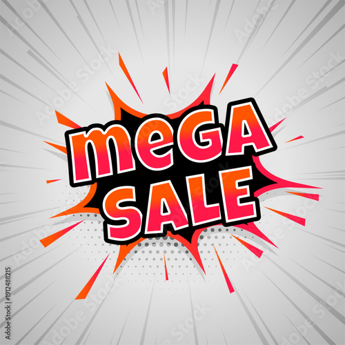 cartoon style mega sale background with halftone effect