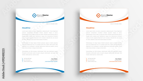 set of two company formal letterhead layout a printable design