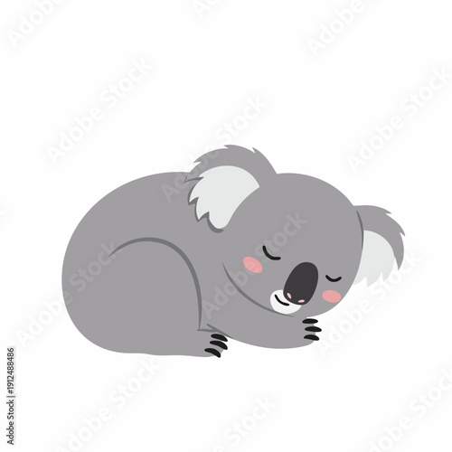 Flat Graphic Sleeping Koala Illustration Cute Australian Animal Character