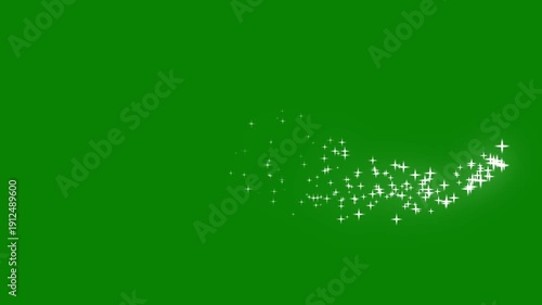 Luxury golden sparkle trail, magic glitter particles, twinkling fairy stars, glowing dust line, aesthetic transition, festive stardust on green screen chroma key 4K.