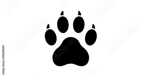 Black paw print symbol on white background.
