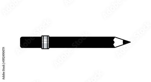 Black pencil with eraser and metal ring isolated on white background.
